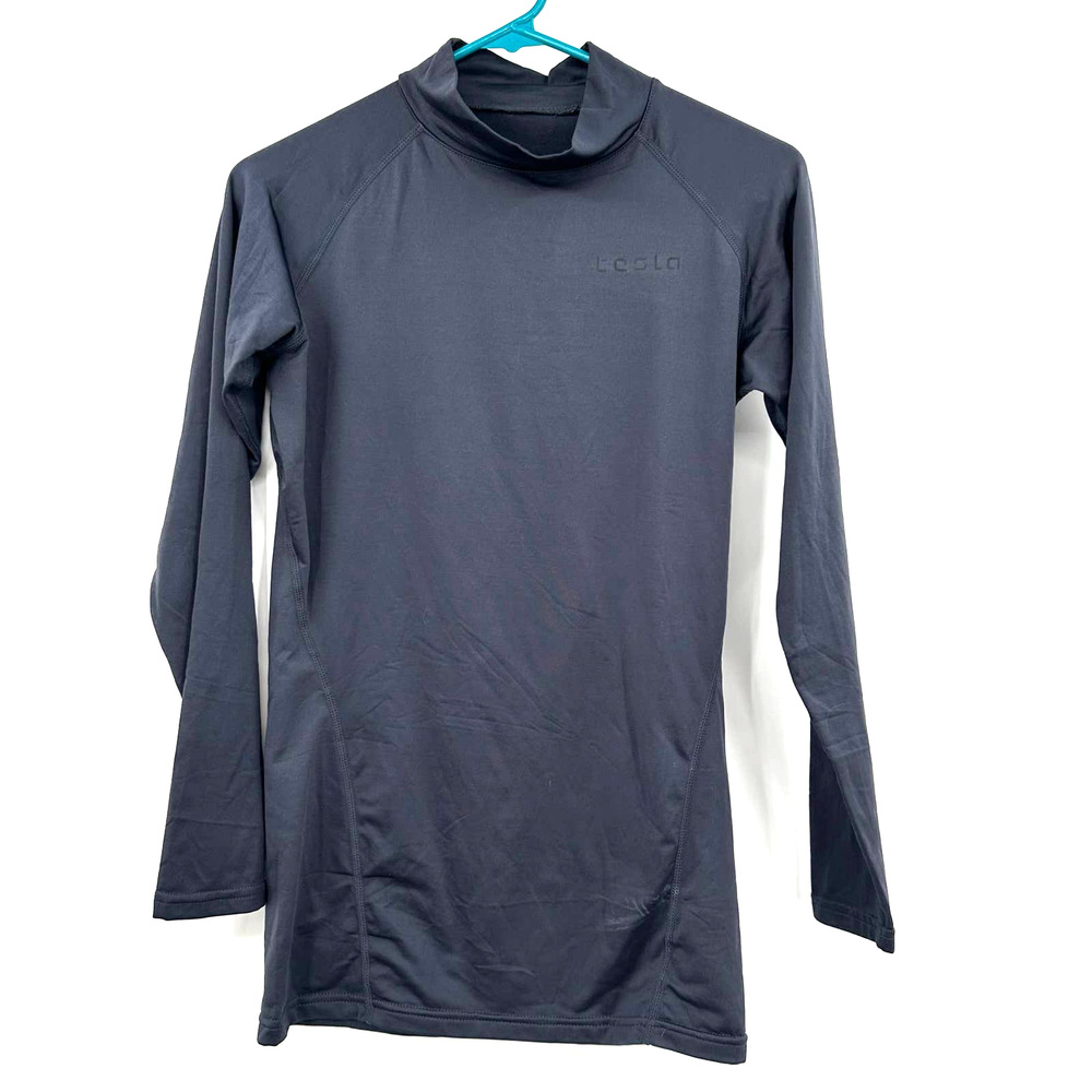 Tesla size medium dark gray long sleeve turtleneck shirt top